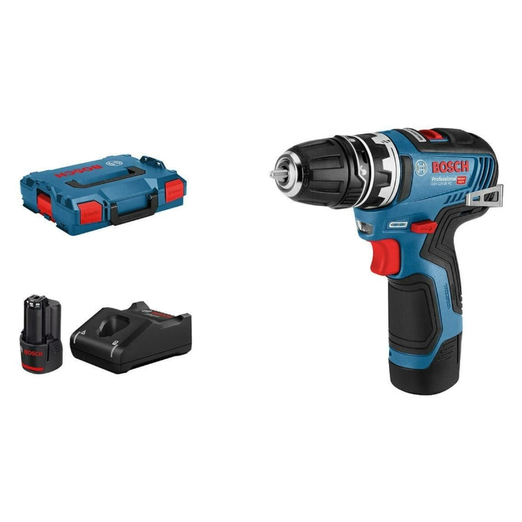 BOSCH aku bušilica-izvijač GSR 12V-35 FC 2xAku 12V 3,0Ah + L-BOXX