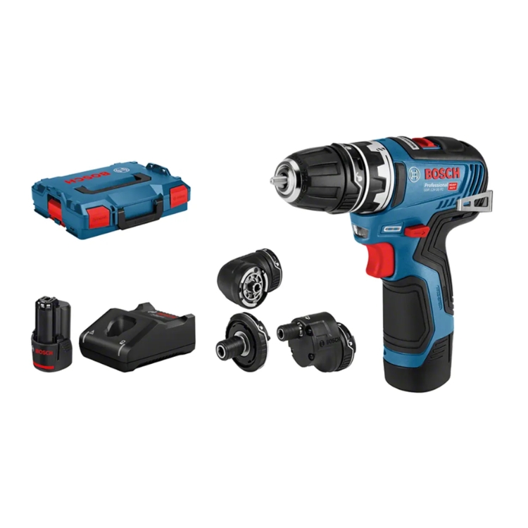 BOSCH aku bušilica-izvijač GSR 12V-35 FC + 4 nastavka 2xAku 12V 3,0Ah + L-BOXX