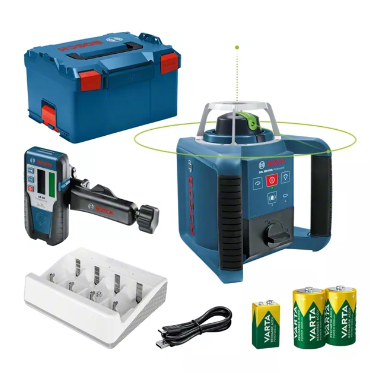 BOSCH građevinski laser GRL 300 HVG s punjivim baterijama VARTA + L-BOXX