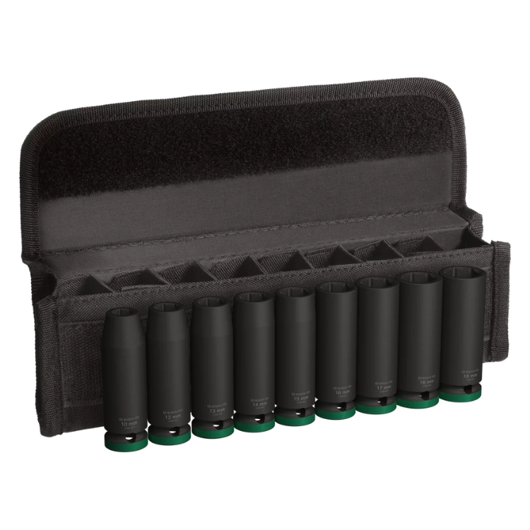 BOSCH PRO 9-dijelni set dugih nasadnih udarnih ključeva 1/2″ 10-19