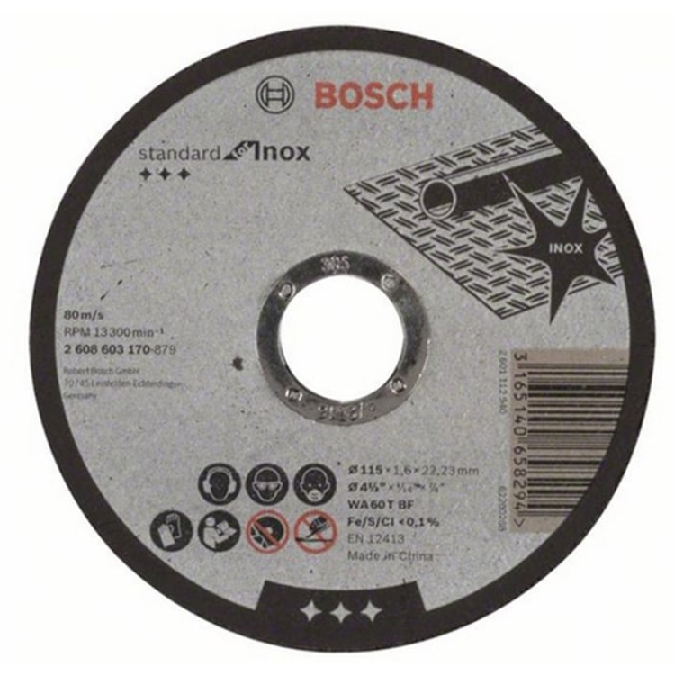 BOSCH rezna ploča za metal ravna Standard 115×1,6 mm