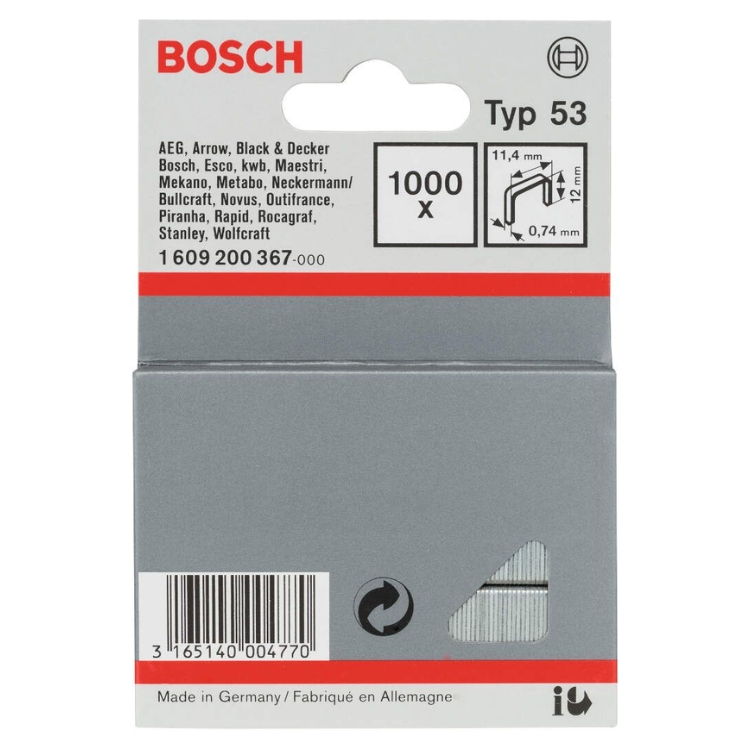 BOSCH set spajalica 11,4×12 mm, 1000 kom, tip 53