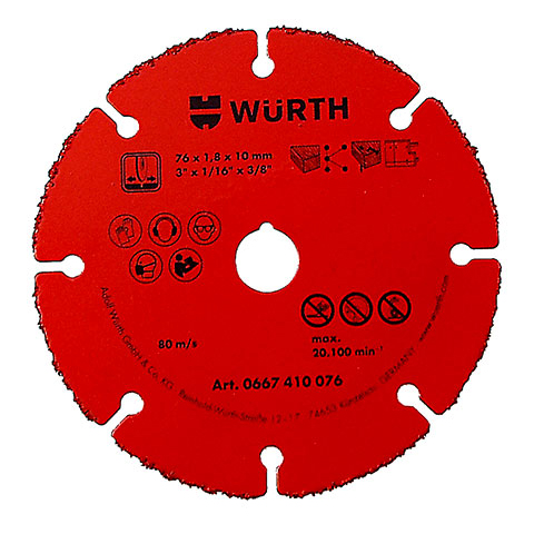 Wurth REZNA PL.-TVR.MET./KARBID-2MM-D125X22,23