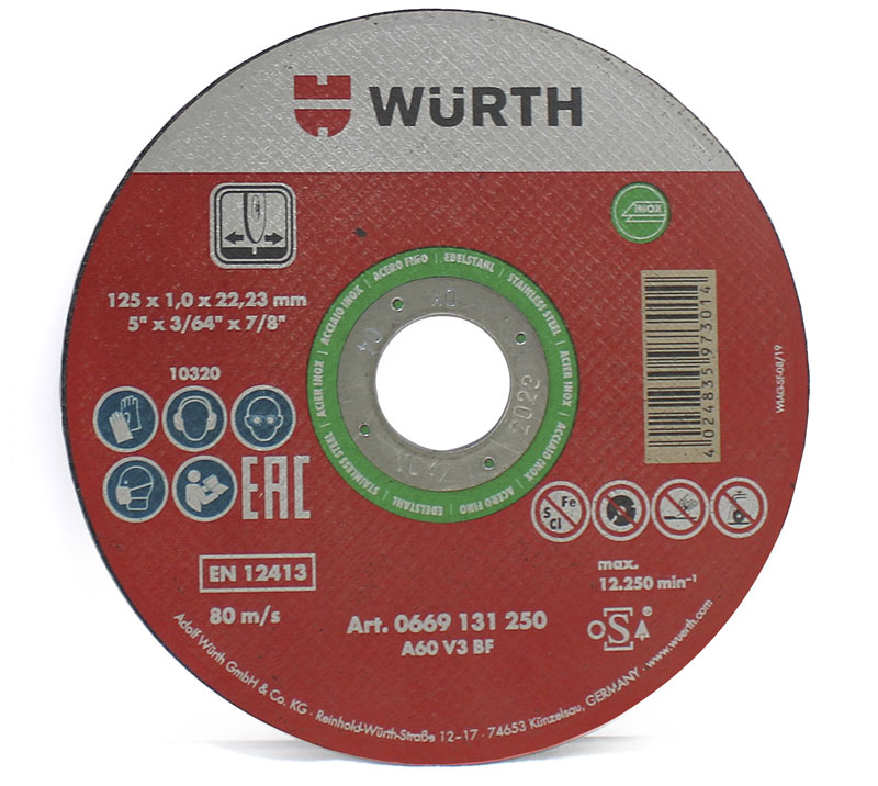 Wurth REZNA PLOČA-ČEL/A2-RAV-2MM-D230X22,23